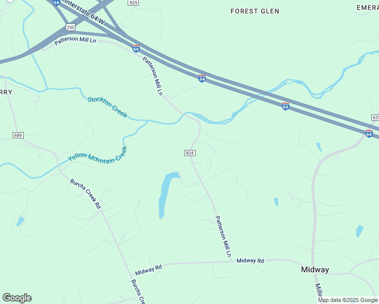map of restaurants, bars, coffee shops, grocery stores, and more near County Road 824 in Albemarle County