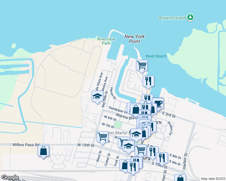 map of restaurants, bars, coffee shops, grocery stores, and more near 226 Heron Drive in Pittsburg