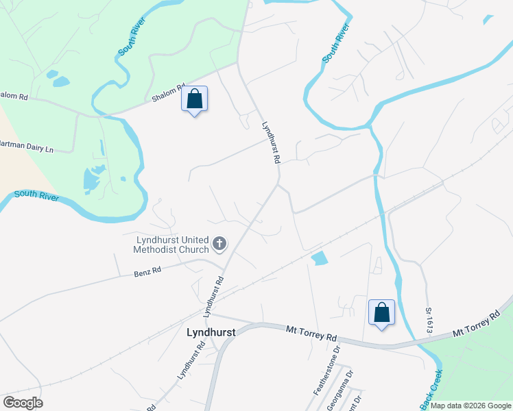 map of restaurants, bars, coffee shops, grocery stores, and more near 2749 Lyndhurst Road in Waynesboro