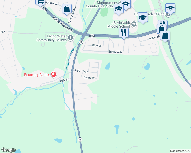map of restaurants, bars, coffee shops, grocery stores, and more near 260 Elaine Drive in Mount Sterling