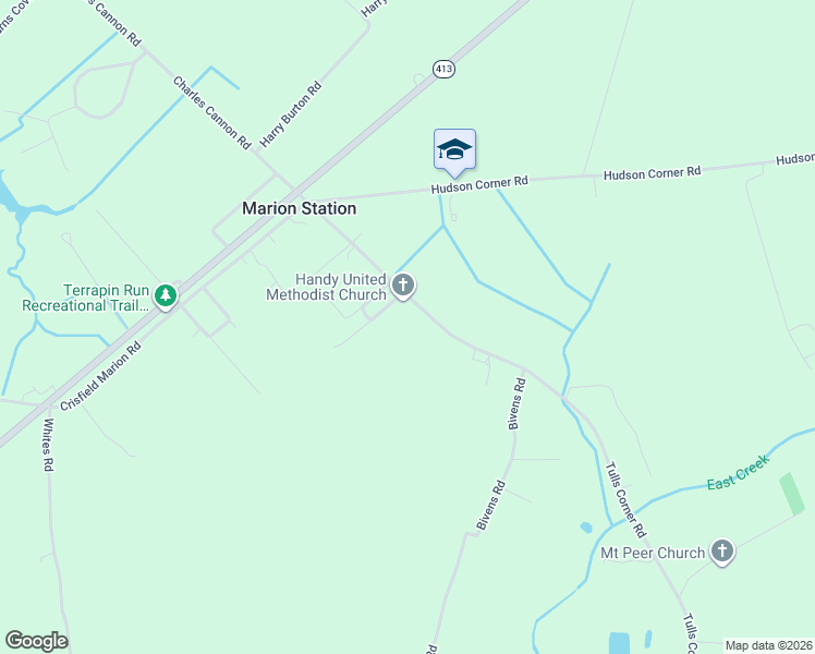map of restaurants, bars, coffee shops, grocery stores, and more near 5604 Tulls Corner Road in Marion Station