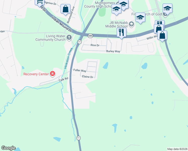 map of restaurants, bars, coffee shops, grocery stores, and more near 260 Elaine Drive in Mount Sterling