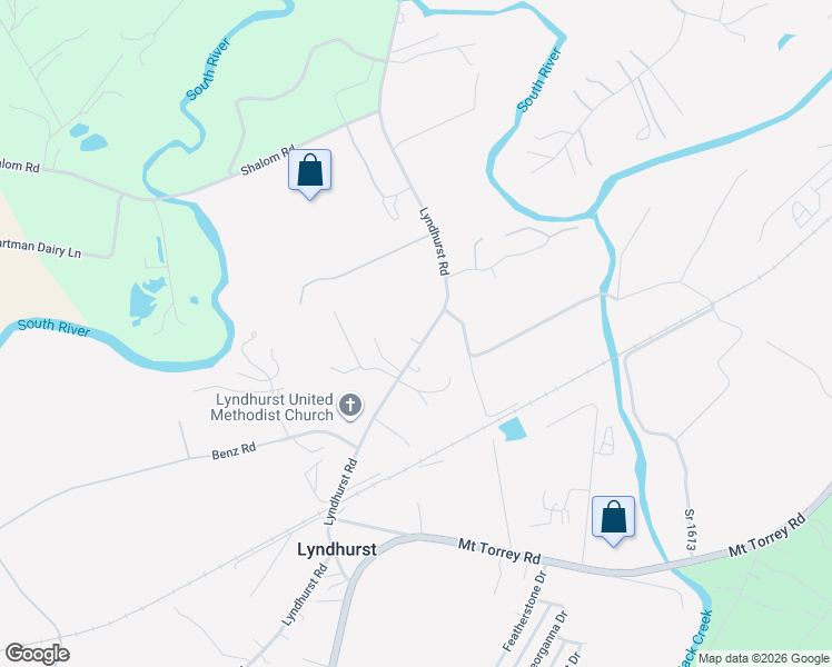map of restaurants, bars, coffee shops, grocery stores, and more near 2749 Lyndhurst Road in Waynesboro