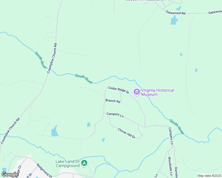 map of restaurants, bars, coffee shops, grocery stores, and more near 255 Cedar Ridge Drive in Ruther Glen