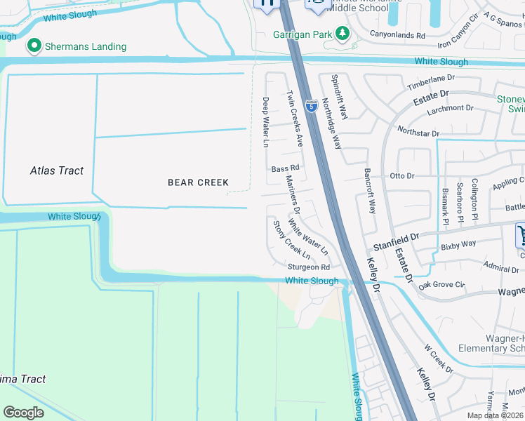 map of restaurants, bars, coffee shops, grocery stores, and more near 9475 Stony Creek Lane in Stockton