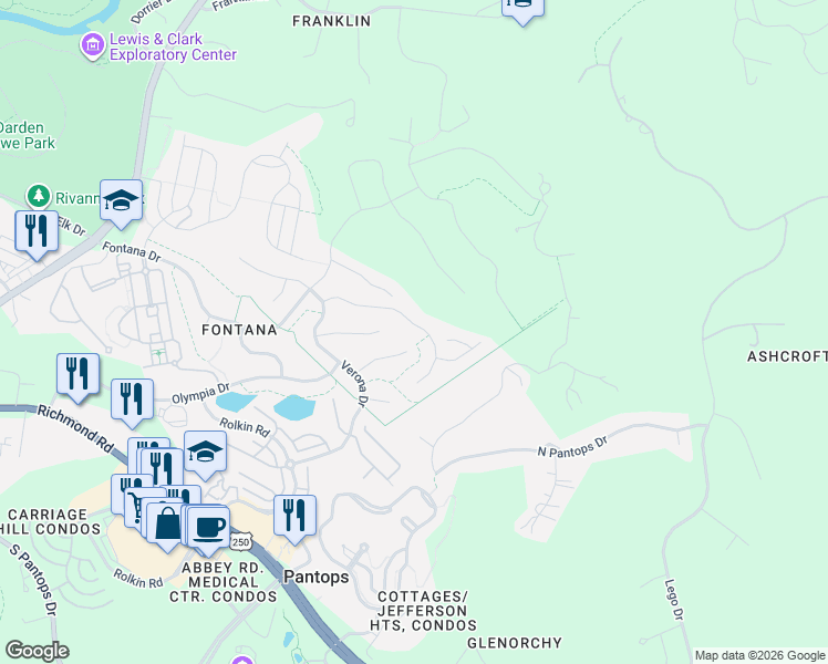 map of restaurants, bars, coffee shops, grocery stores, and more near 1962 Via Florence Road in Charlottesville