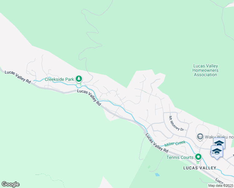 map of restaurants, bars, coffee shops, grocery stores, and more near Creekside Dr & Blue Oak Ct in San Rafael