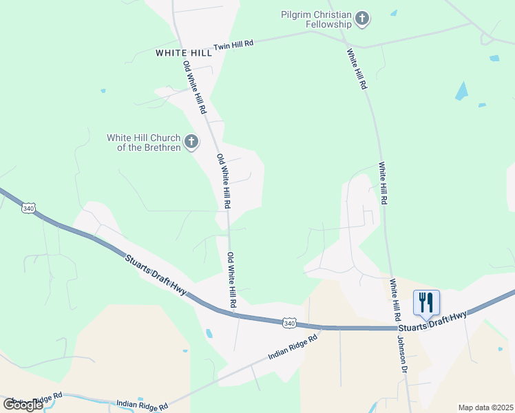 map of restaurants, bars, coffee shops, grocery stores, and more near 854 Old White Hill Road in Stuarts Draft
