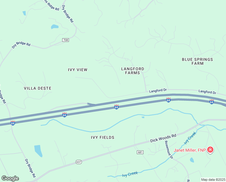 map of restaurants, bars, coffee shops, grocery stores, and more near 3494 Langford Drive in Charlottesville