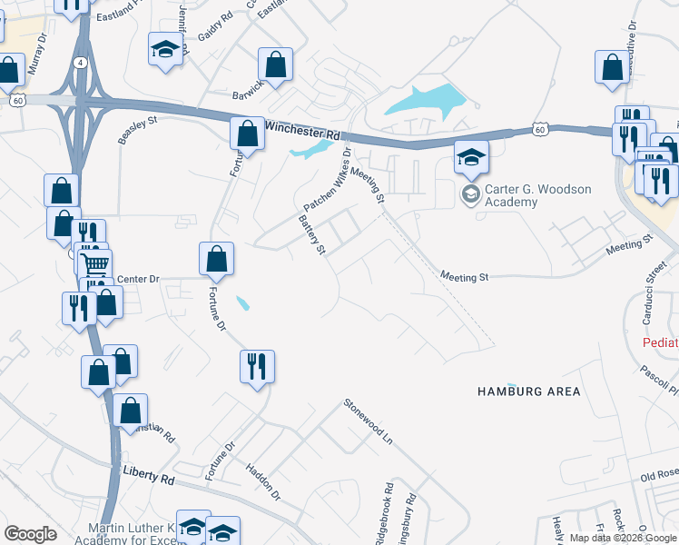 map of restaurants, bars, coffee shops, grocery stores, and more near 1925 Covington Drive in Lexington