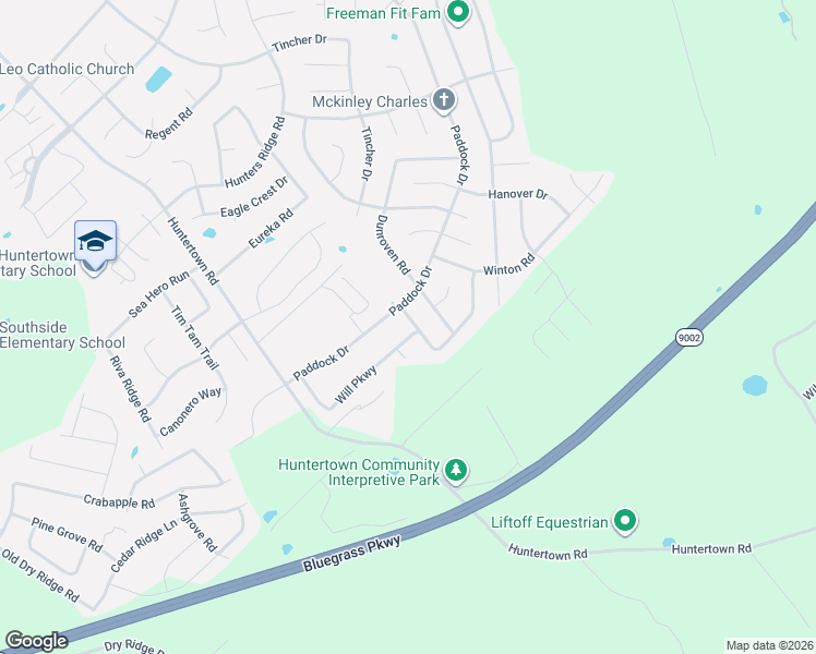 map of restaurants, bars, coffee shops, grocery stores, and more near 541 Raven Road in Versailles