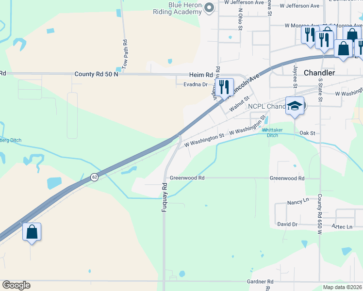 map of restaurants, bars, coffee shops, grocery stores, and more near 765 West Washington Avenue in Chandler