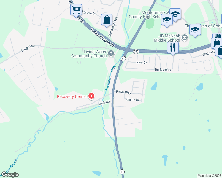 map of restaurants, bars, coffee shops, grocery stores, and more near 1110 Levee Road in Mount Sterling