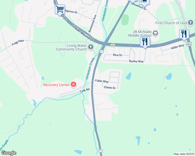 map of restaurants, bars, coffee shops, grocery stores, and more near 1093 Levee Road in Mount Sterling