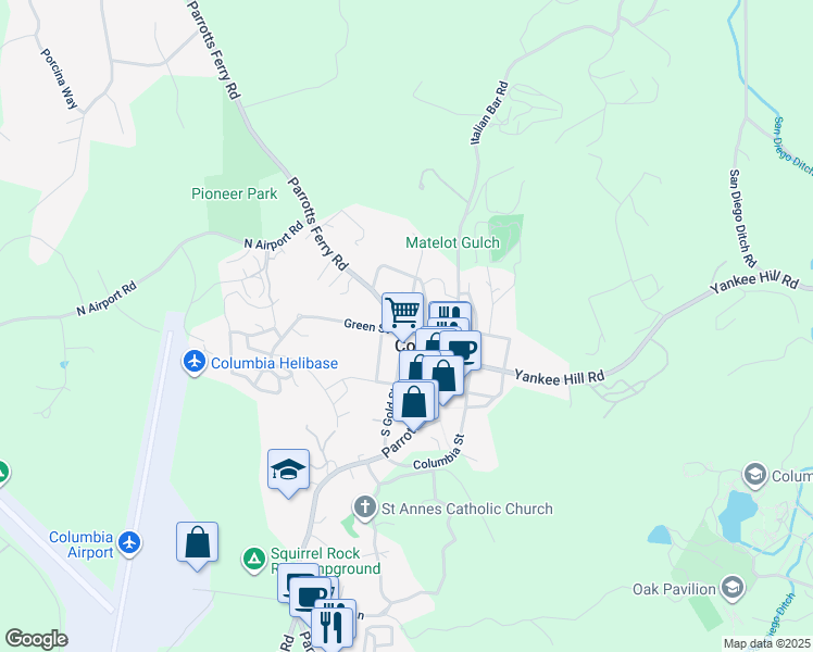 map of restaurants, bars, coffee shops, grocery stores, and more near in Columbia