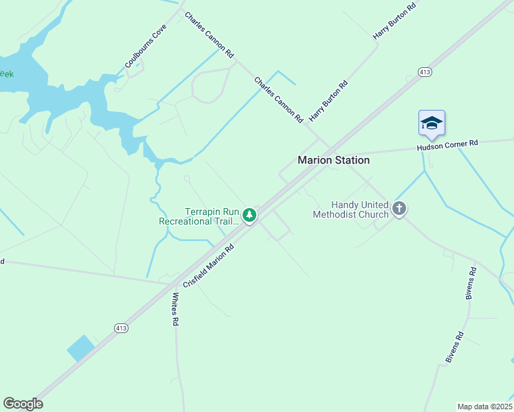 map of restaurants, bars, coffee shops, grocery stores, and more near 5650 Maryland 413 in Marion Station