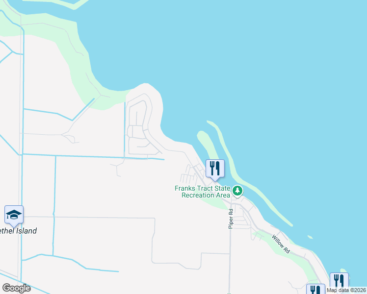 map of restaurants, bars, coffee shops, grocery stores, and more near 3777 Willow Road in Discovery Bay