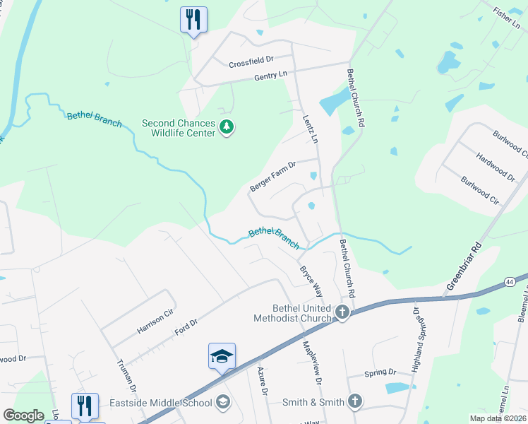 map of restaurants, bars, coffee shops, grocery stores, and more near 231 Berger Farm Drive in Mount Washington