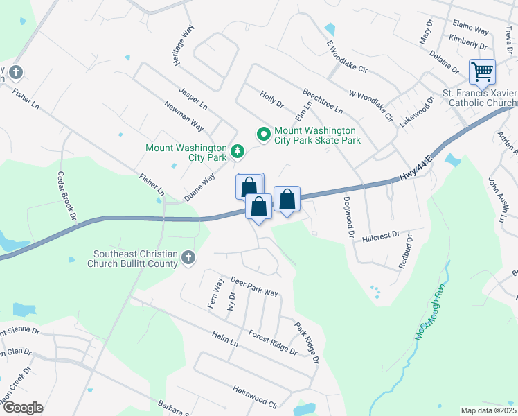 map of restaurants, bars, coffee shops, grocery stores, and more near 8321 Highway 44 in Mount Washington