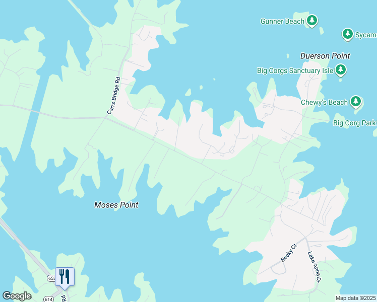 map of restaurants, bars, coffee shops, grocery stores, and more near 411 Burruss Mill Road in Bumpass