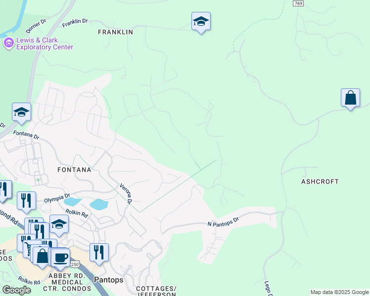 map of restaurants, bars, coffee shops, grocery stores, and more near 2118 Aspen Drive in Charlottesville