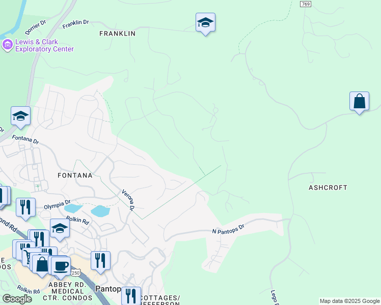 map of restaurants, bars, coffee shops, grocery stores, and more near 2118 Aspen Drive in Charlottesville