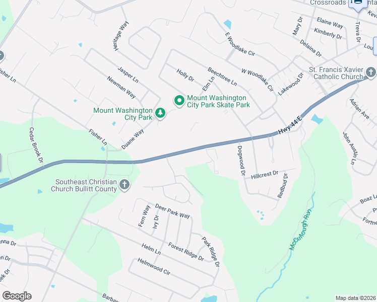 map of restaurants, bars, coffee shops, grocery stores, and more near 6635 Kentucky 44 in Mount Washington