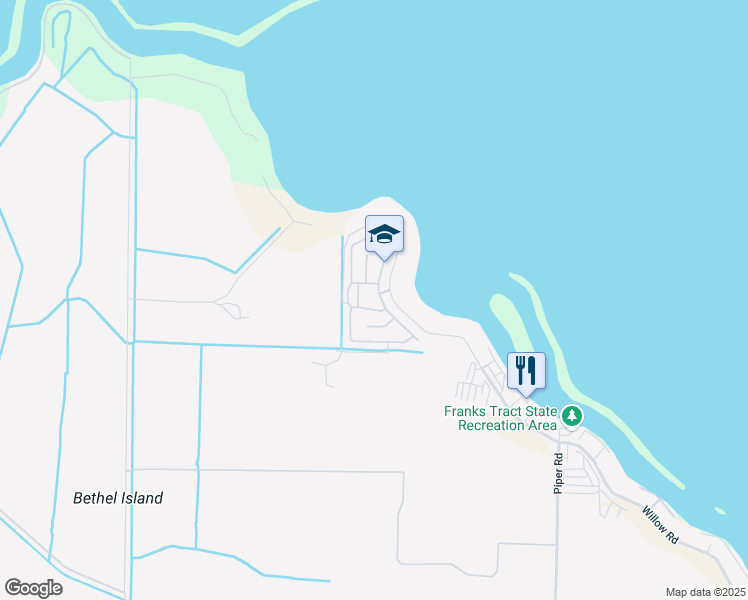 map of restaurants, bars, coffee shops, grocery stores, and more near 3577 Alcott Circle in Bethel Island