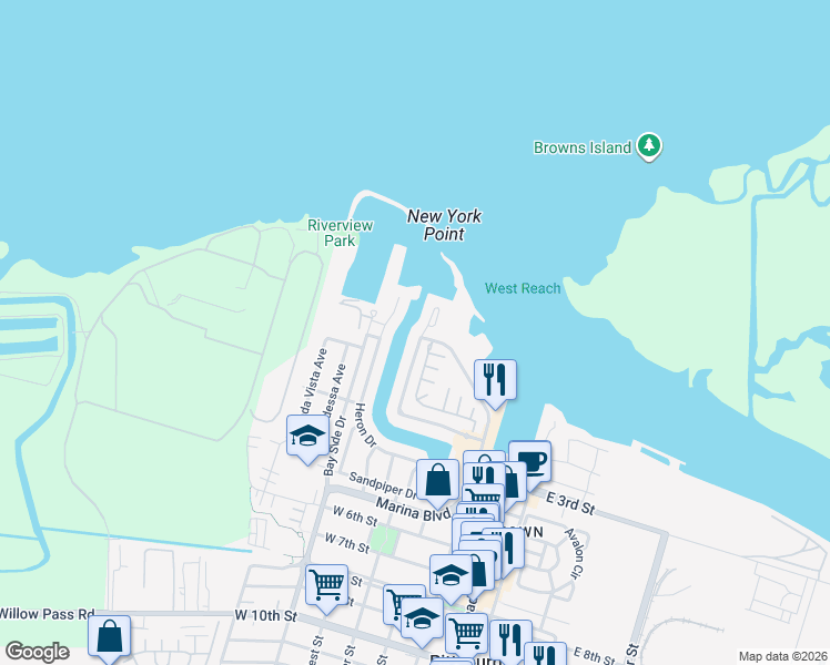 map of restaurants, bars, coffee shops, grocery stores, and more near 218 Pelican Loop in Pittsburg