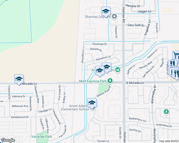 map of restaurants, bars, coffee shops, grocery stores, and more near 9467 Ravenna Lane in Stockton