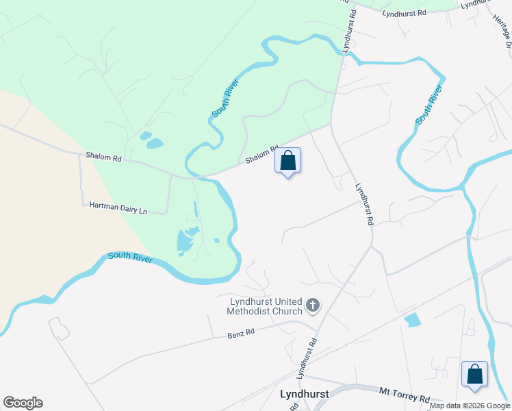 map of restaurants, bars, coffee shops, grocery stores, and more near 2589 Lyndhurst Road in Waynesboro