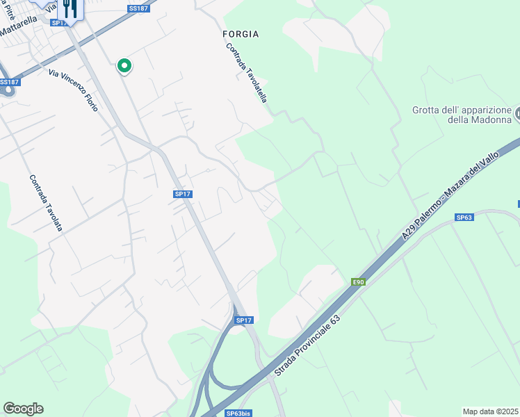 map of restaurants, bars, coffee shops, grocery stores, and more near Contrada Giudeo in Provincia di Palermo