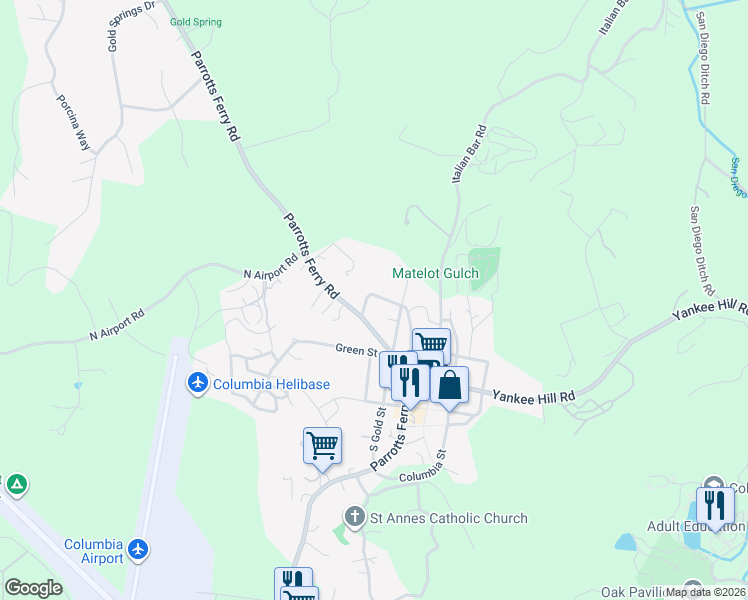 map of restaurants, bars, coffee shops, grocery stores, and more near 22945 Hudson Road in Columbia