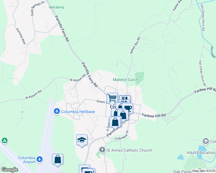map of restaurants, bars, coffee shops, grocery stores, and more near 22945 Hudson Road in Columbia