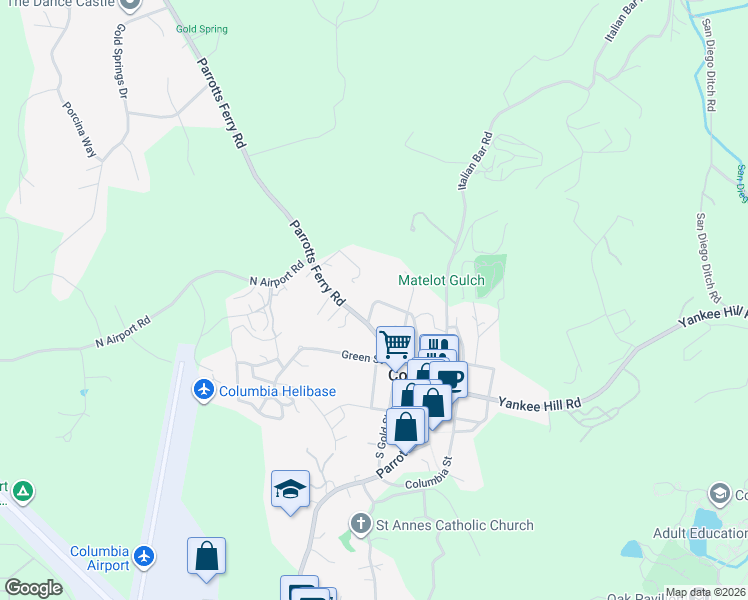 map of restaurants, bars, coffee shops, grocery stores, and more near 22945 Hudson Road in Columbia