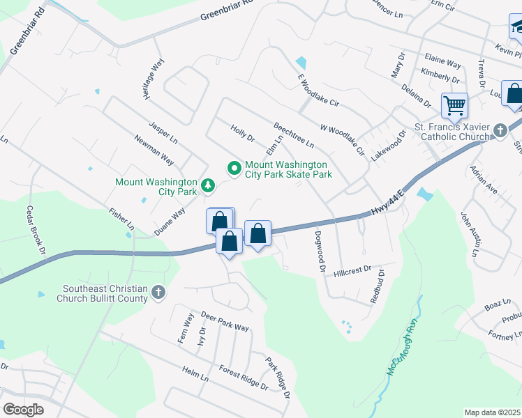 map of restaurants, bars, coffee shops, grocery stores, and more near 9234 Kentucky 44 in Mount Washington