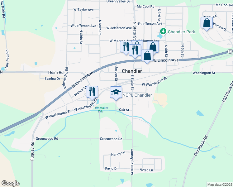 map of restaurants, bars, coffee shops, grocery stores, and more near 401 Jaycee Street in Chandler