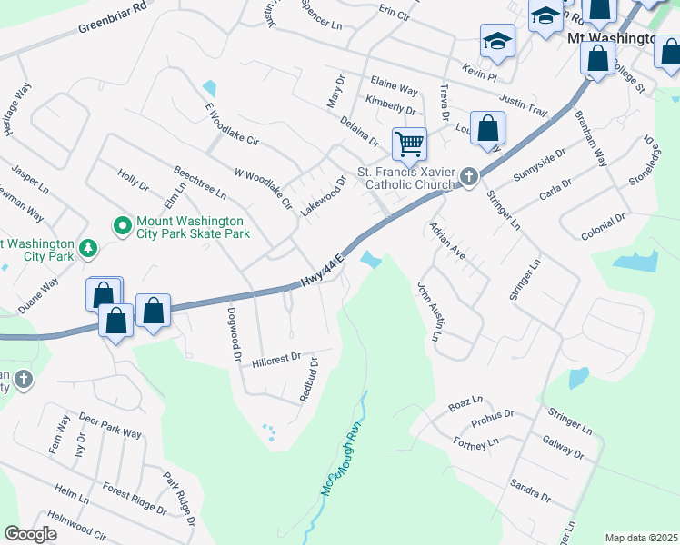 map of restaurants, bars, coffee shops, grocery stores, and more near 195 Half Moon Drive in Mount Washington