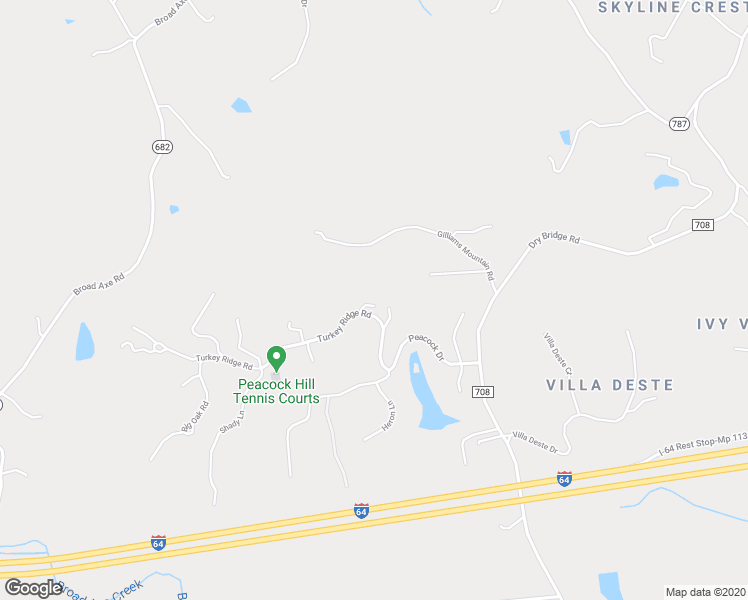 map of restaurants, bars, coffee shops, grocery stores, and more near 232 Turkey Ridge Lane in Charlottesville