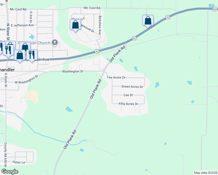 map of restaurants, bars, coffee shops, grocery stores, and more near 411 Leeward Drive in Boonville