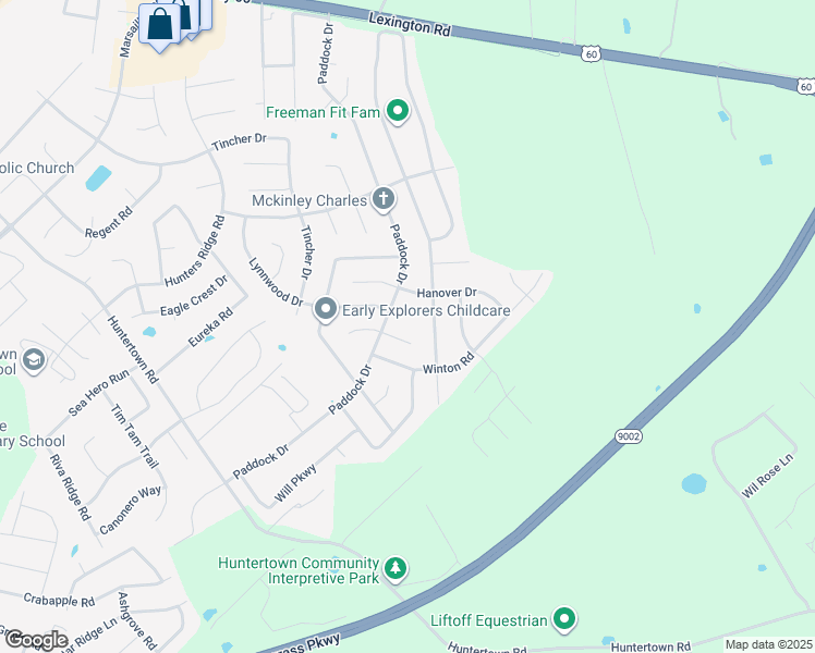 map of restaurants, bars, coffee shops, grocery stores, and more near 219 Lynnwood Court in Versailles