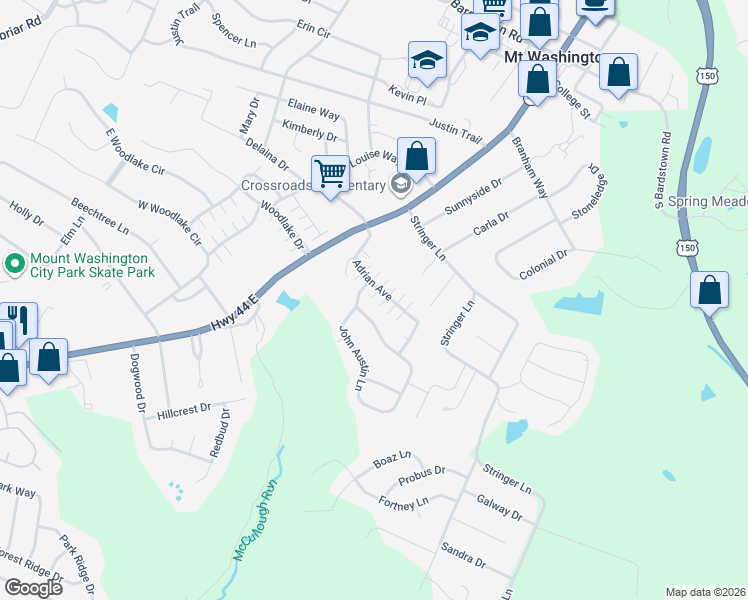 map of restaurants, bars, coffee shops, grocery stores, and more near 283 Adrian Avenue in Mount Washington