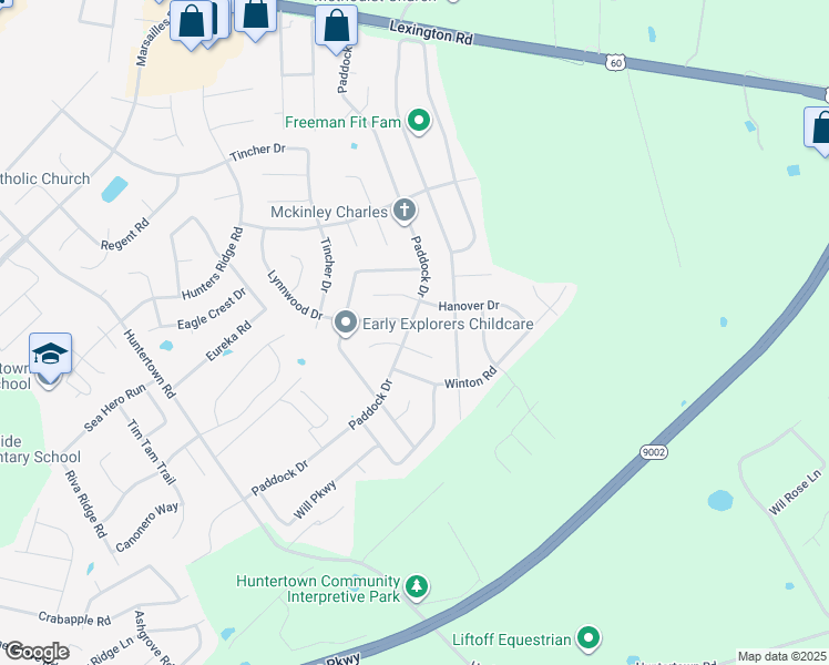 map of restaurants, bars, coffee shops, grocery stores, and more near 219 Lynnwood Court in Versailles