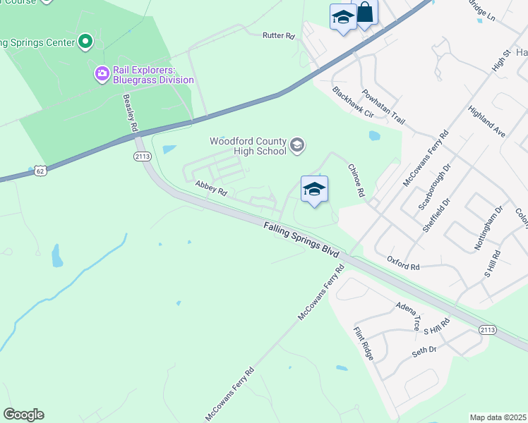 map of restaurants, bars, coffee shops, grocery stores, and more near 132 Abbey Road in Versailles