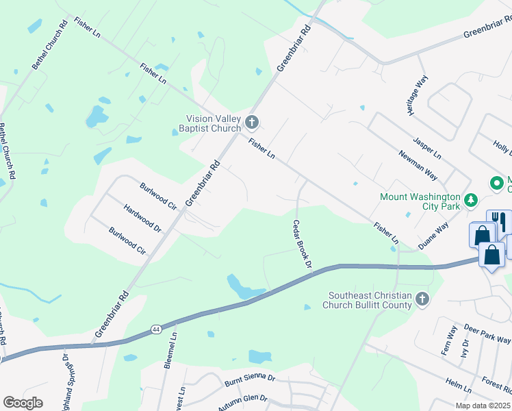 map of restaurants, bars, coffee shops, grocery stores, and more near 171 Cedar Brook Court in Mount Washington