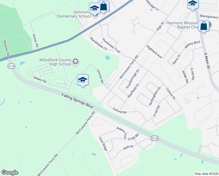 map of restaurants, bars, coffee shops, grocery stores, and more near 200 Aberdeen Road in Versailles
