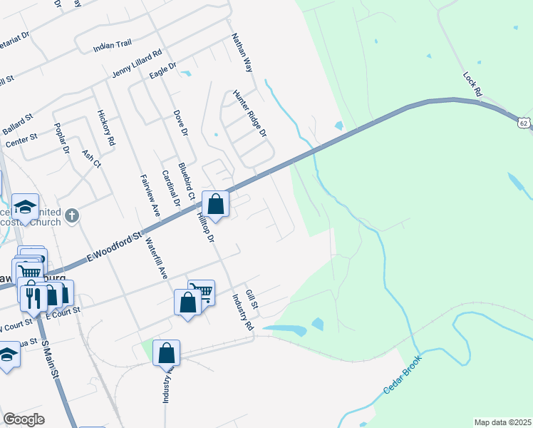 map of restaurants, bars, coffee shops, grocery stores, and more near 2017 Chris Drive in Lawrenceburg