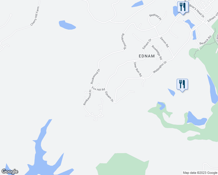 map of restaurants, bars, coffee shops, grocery stores, and more near 444 Ednam Drive in Charlottesville