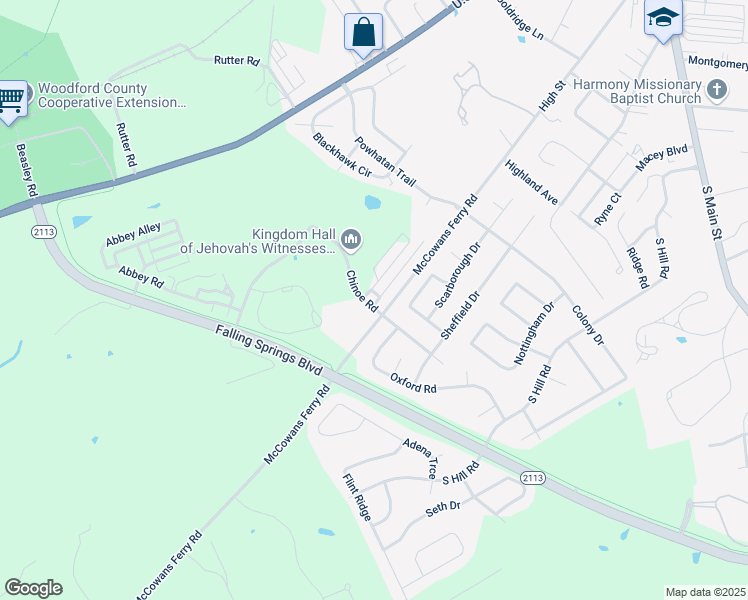 map of restaurants, bars, coffee shops, grocery stores, and more near 116 Chinoe Road in Versailles