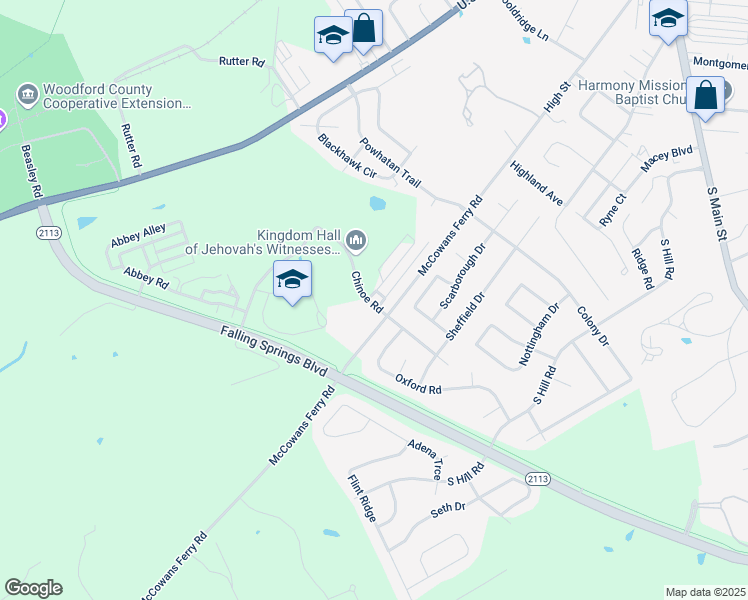 map of restaurants, bars, coffee shops, grocery stores, and more near 116 Chinoe Road in Versailles